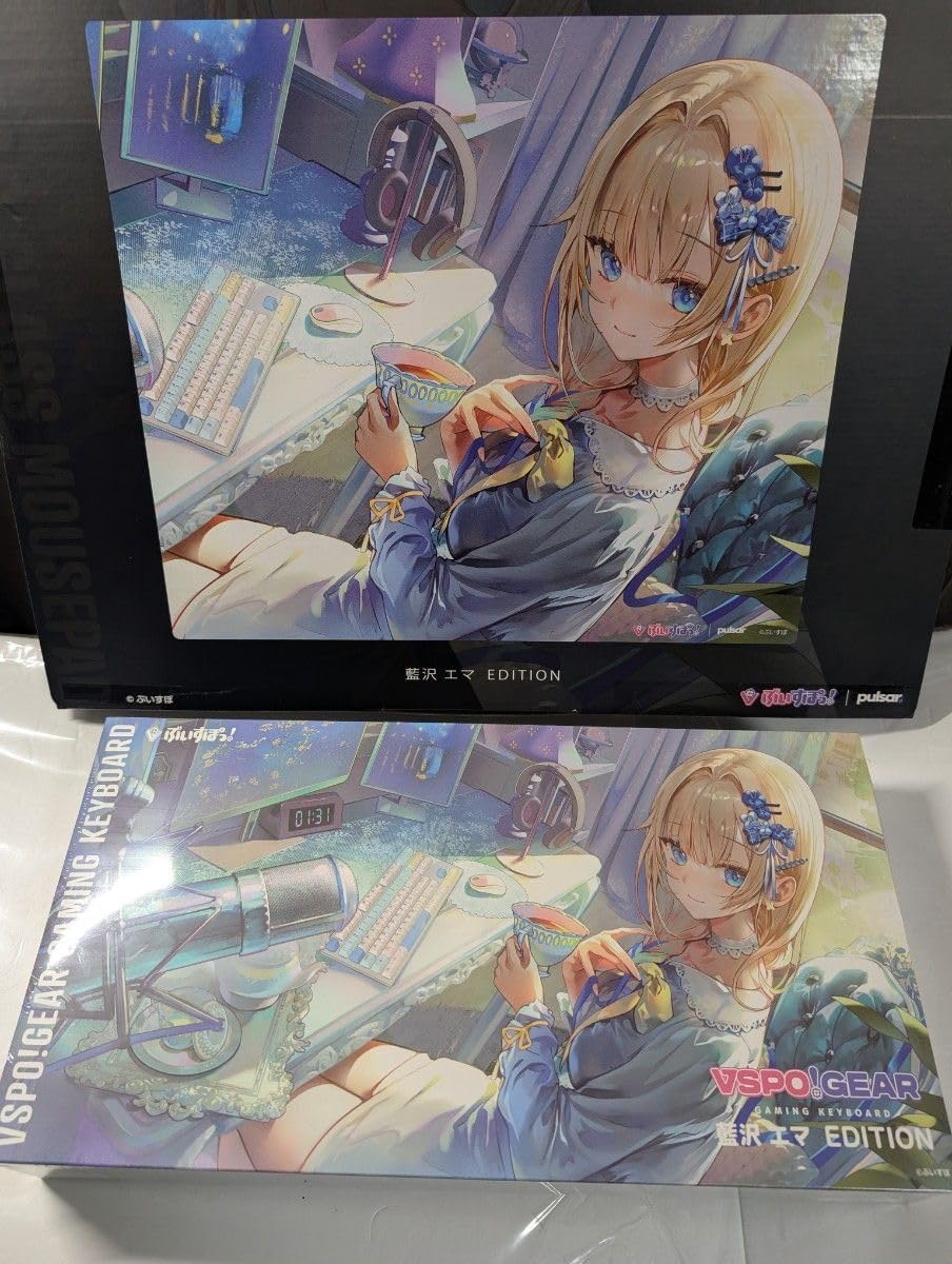 Vspo Gear 藍沢エマ ゲーミング キーボード ガラスマウスパッド ぶいす